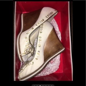 Coach Thalia Signature White Wooden Wedge